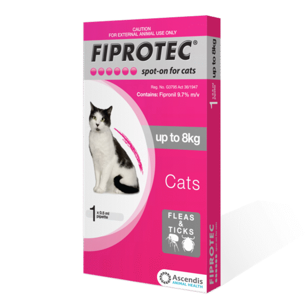 Fiprotec Cat 0-8kg Single 1's (Pink)