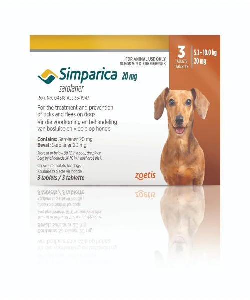 SIMPARICA TAB 20MG (5-10kg) Brown 3's