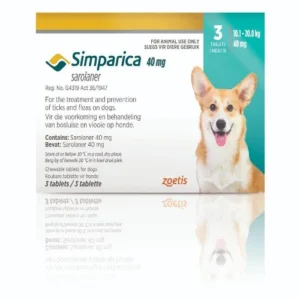 SIMPARICA TAB 40MG (10.1-20kg) Turquoise 3's