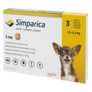SIMPARICA TAB 5MG (1.3-2.5kg) Yellow 3's